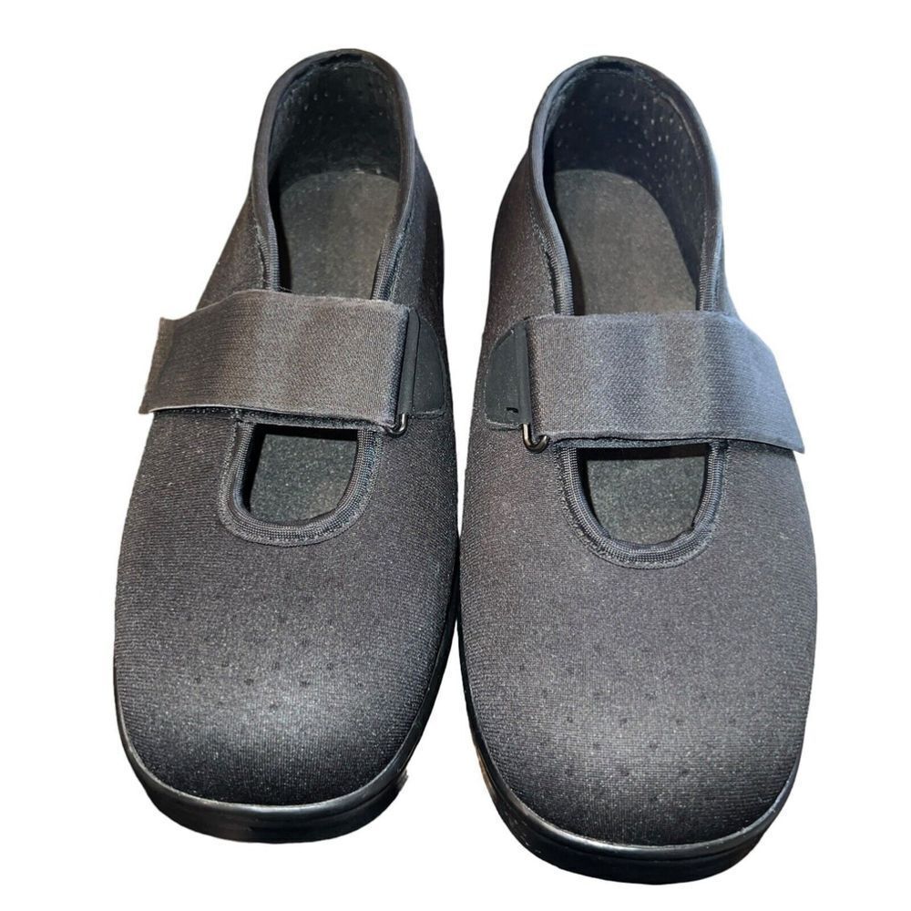 Apex Diabetic Shoes Mens 11 Wide Mary Jane Slip On Ambulator Black Hook Loop